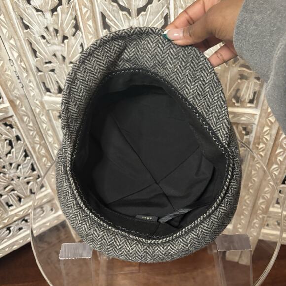 Unisex Black & Gray Hat Newsboy Walking Gatsby Cap 100% Pure Wool Donegal Tweed - Picture 7 of 9